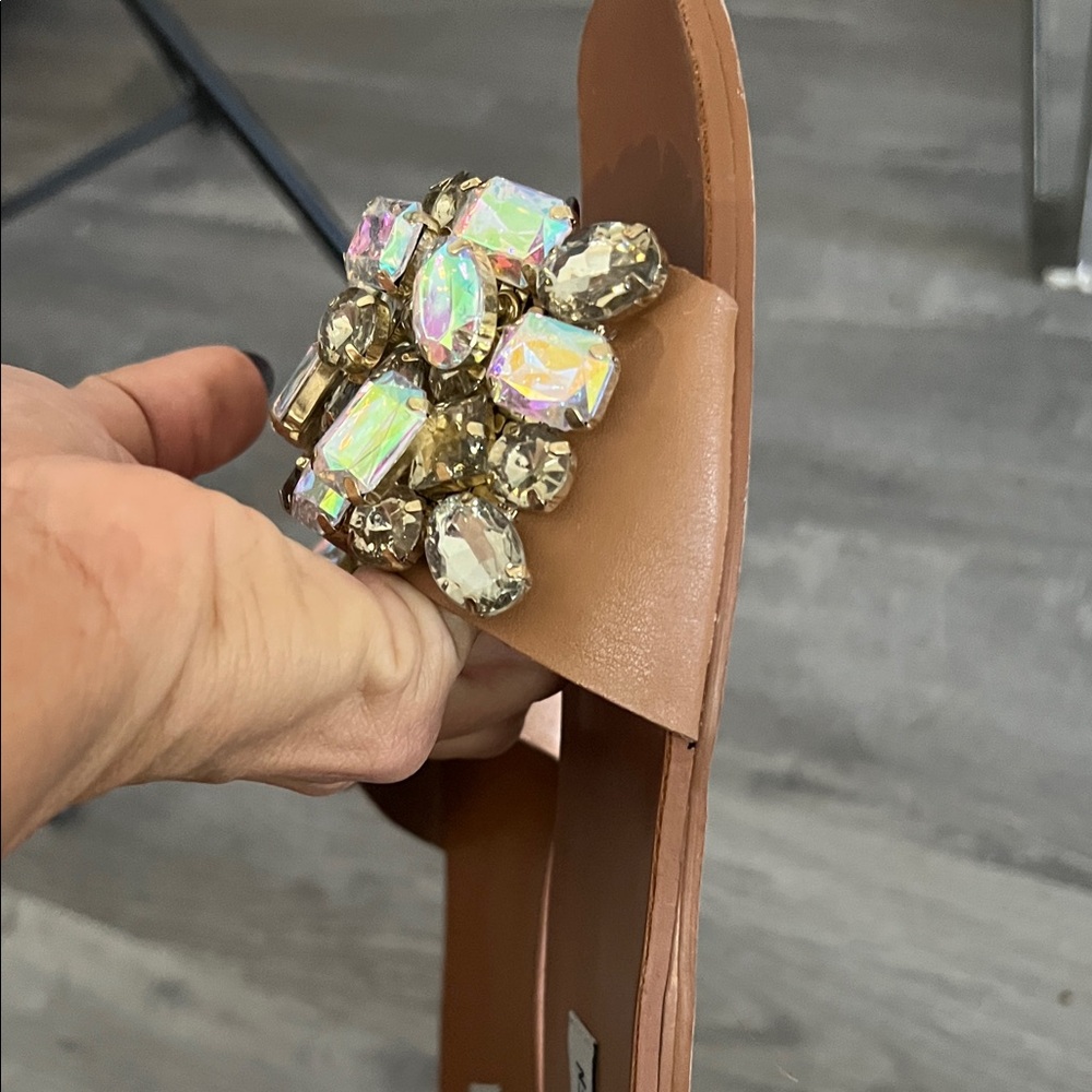 Steve Madden Brown Sandals with Iridescent Gemstones - Picture 5 of 8